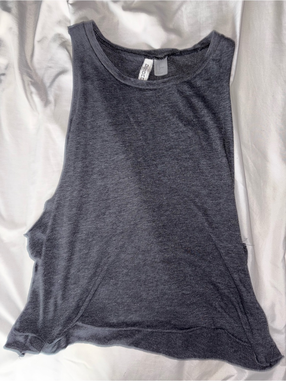 Sleeveless Scoop Neck Women's Muscle Tank Top - Charcoal Gray